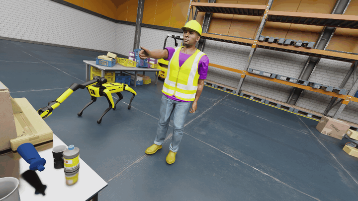 Simulation teleoperation demo in Isaac Sim.
